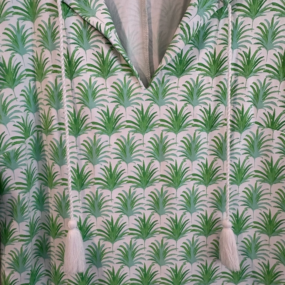 Tuckernuck Persifor Stem Flora Tyler Dress Green and White Palm Print Small - Picture 5 of 8